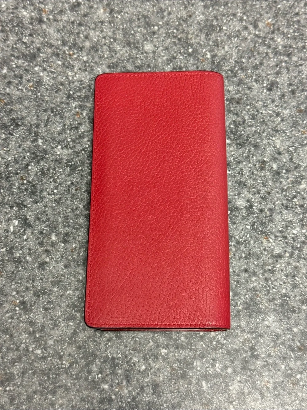 Auth Louis Vuitton Red Taurillon Leather Long Bifold Brazza Wallet Men’s/Unisex